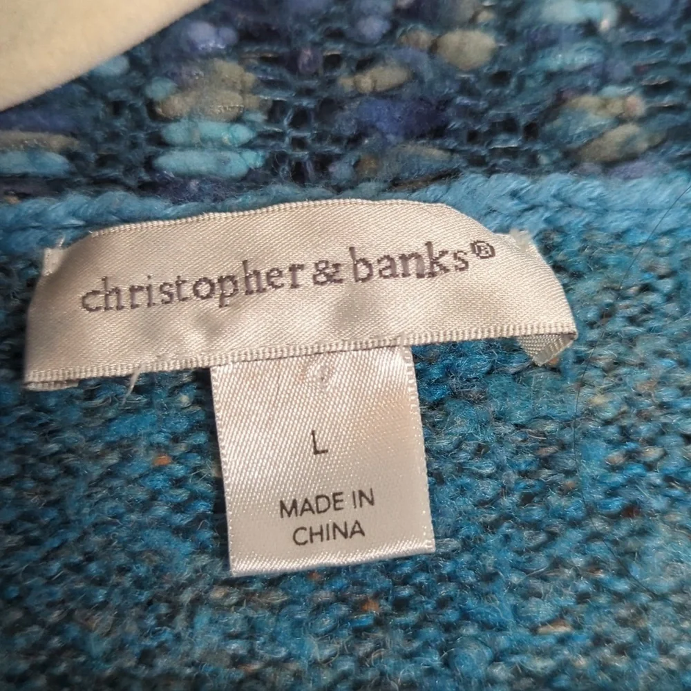 Christopher &‎ Banks Women's Blue Knit Grandmacore Cardigan Size L